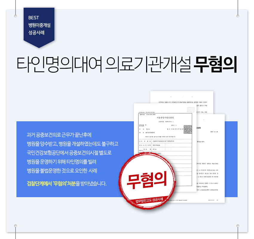 타인명의대여 의료기관개설 무혐의